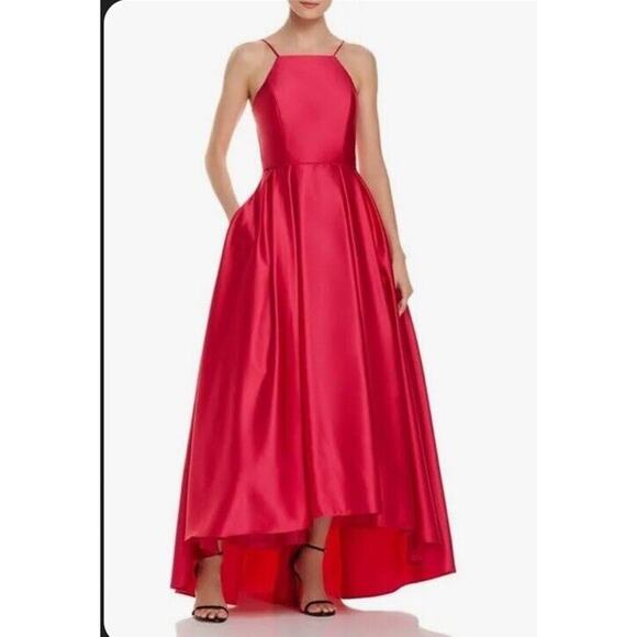Betsy And Adam Red High Low Ball Gown With Crinoline Size 4 Made In The USA - Picture 1 of 6